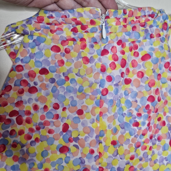 Tahari multi-colored polka dot high neck sleeveless dress size 12 - Picture 7 of 7